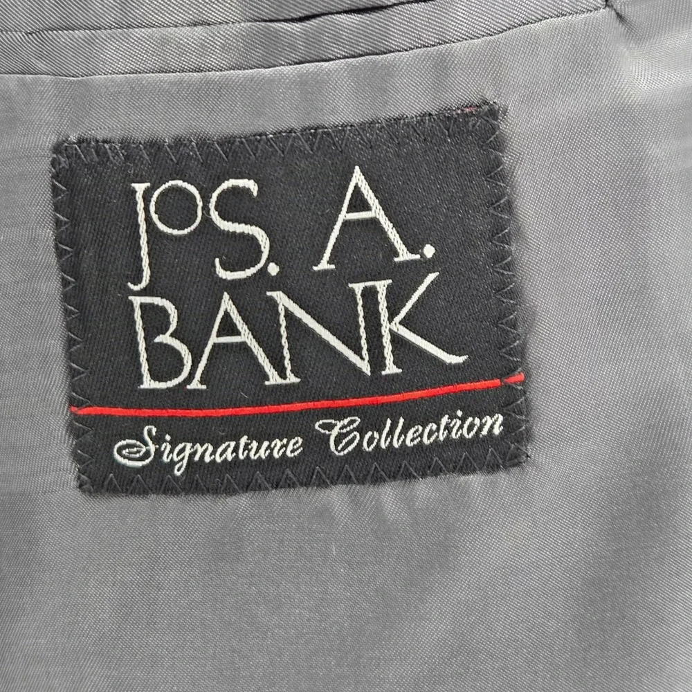 Jos A Bank Signature Collection 46L Suit‎ Jacket Gray Glen Plaid 100% Wool